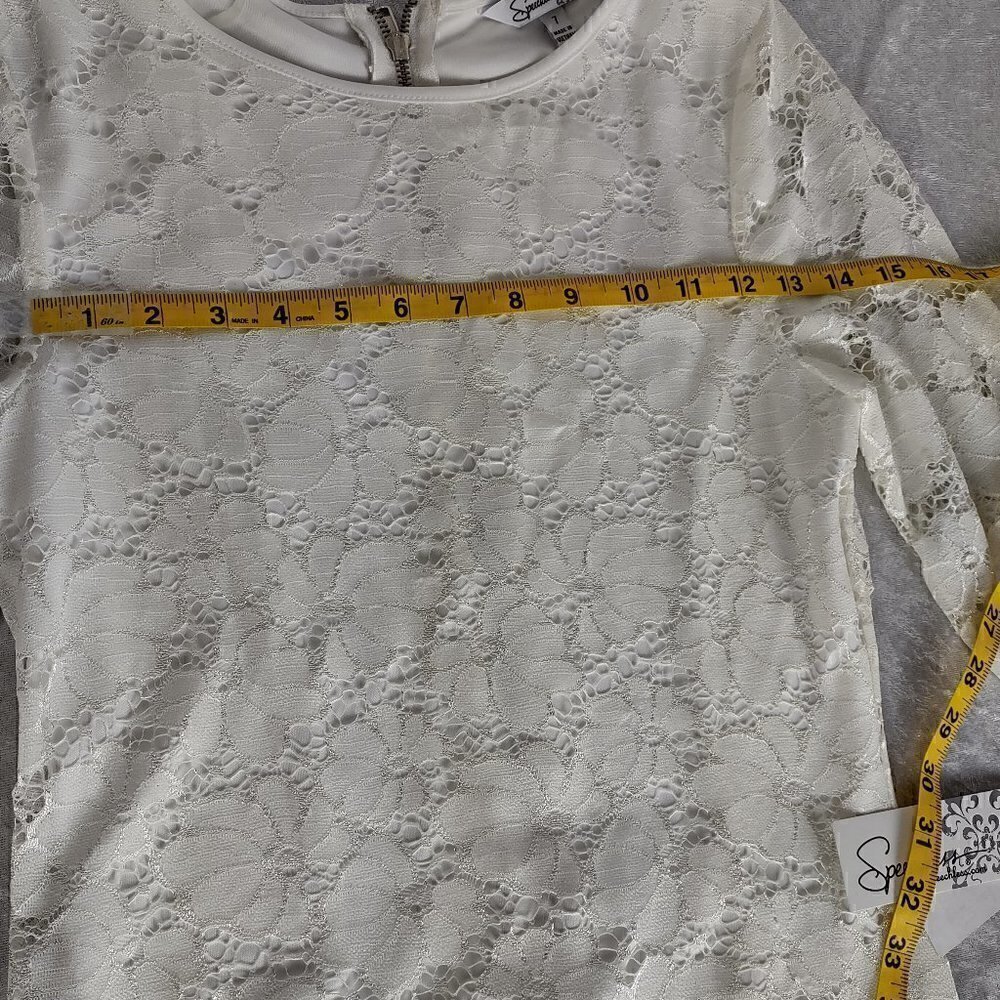 Speechless Women's Eggshell Lace Bodycon Dress with Back Zipper Size 7 (NWT) - Picture 9 of 16